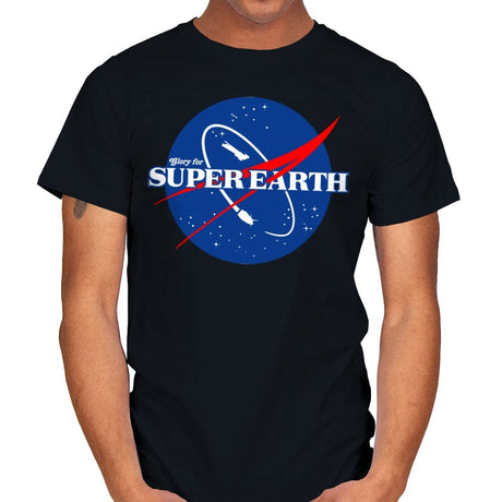 Glory for Super Earth - Mens T-Shirts RIPT Apparel Small / Black