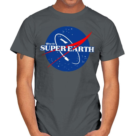 Glory for Super Earth - Mens T-Shirts RIPT Apparel Small / Charcoal