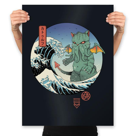 Great Cathulhu Wave - Prints Posters RIPT Apparel 18x24 / Black