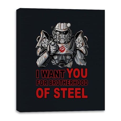 I want you for Brotherhood of Steel - Canvas Wraps Canvas Wraps RIPT Apparel 16x20 / Black