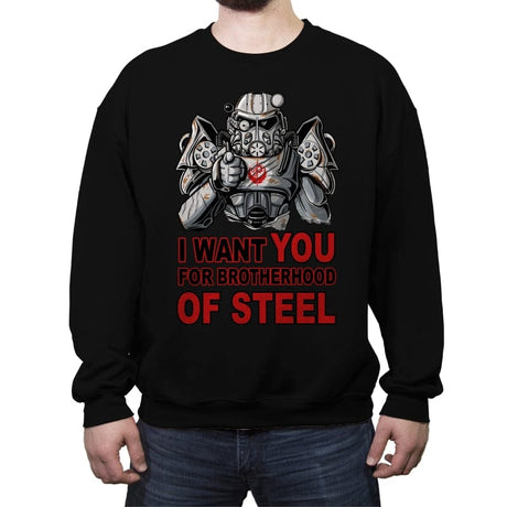 I want you for Brotherhood of Steel - Crew Neck Sweatshirt Crew Neck Sweatshirt RIPT Apparel Small / Black