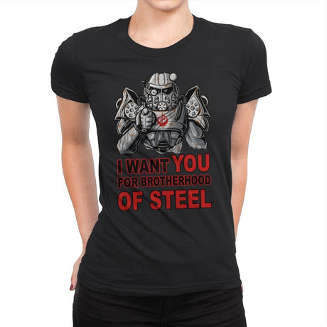 I want you for Brotherhood of Steel - Womens Premium T-Shirts RIPT Apparel Small / Black
