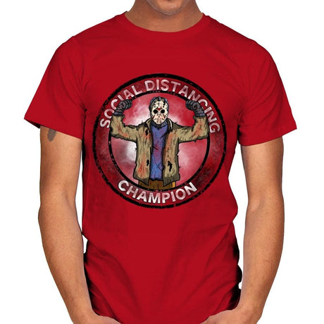 Jason Social Distance Champion - Mens T-Shirts RIPT Apparel Small / Red
