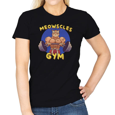 Meowscles Gym - Womens T-Shirts RIPT Apparel Small / Black