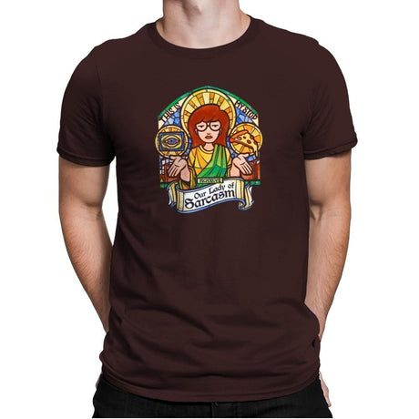 Our Lady of Sarcasm Exclusive - Mens Premium T-Shirts RIPT Apparel Small / Dark Chocolate