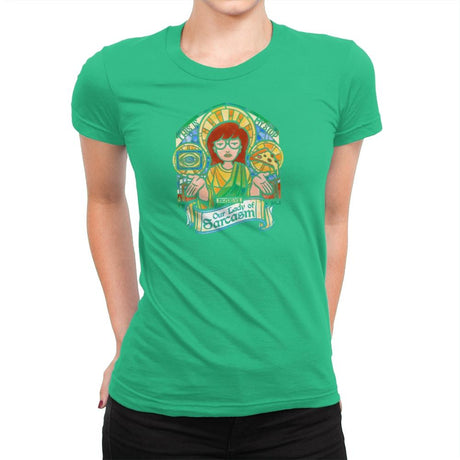Our Lady of Sarcasm Exclusive - Womens Premium T-Shirts RIPT Apparel Small / Kelly Green