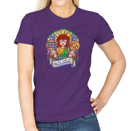Our Lady of Sarcasm Exclusive - Womens T-Shirts RIPT Apparel Small / Purple