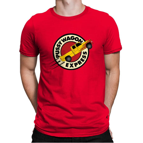 Pussy Wagon Express - Mens Premium T-Shirts RIPT Apparel Small / Red