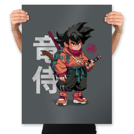 Samurai Dragon - Prints Posters RIPT Apparel 18x24 / Charcoal