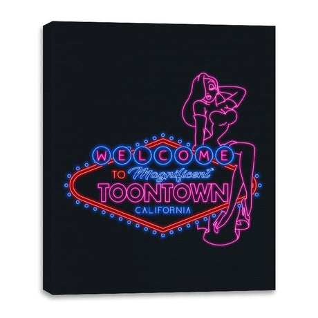 Welcome to Magnificent Toontown - Canvas Wraps Canvas Wraps RIPT Apparel 16x20 / Black