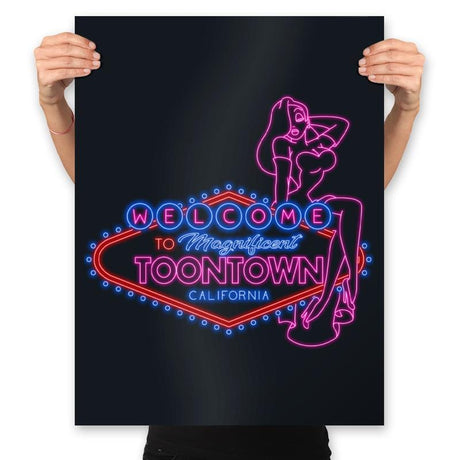 Welcome to Magnificent Toontown - Prints Posters RIPT Apparel 18x24 / Black