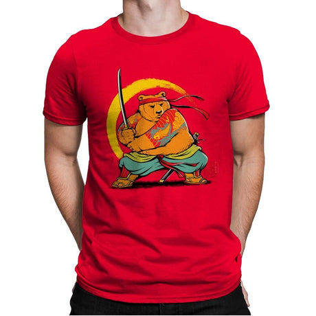 Yakuza Bear Samurai - Mens Premium T-Shirts RIPT Apparel Small / Red