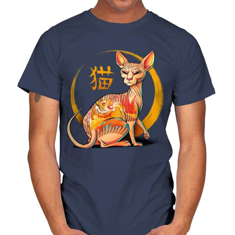 Yakuza Cat - Mens T-Shirts RIPT Apparel Small / Navy