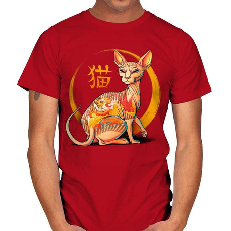 Yakuza Cat - Mens T-Shirts RIPT Apparel Small / Red