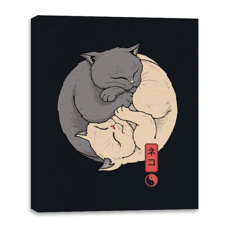 Yin Yang Cats - Canvas Wraps Canvas Wraps RIPT Apparel 16x20 / Black