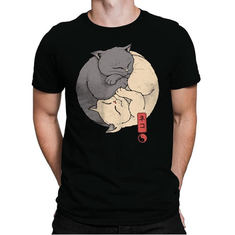 Yin Yang Cats - Mens Premium T-Shirts RIPT Apparel Small / Black