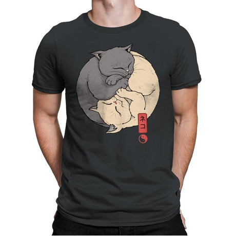 Yin Yang Cats - Mens Premium T-Shirts RIPT Apparel Small / Heavy Metal