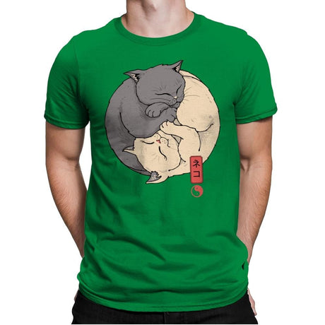 Yin Yang Cats - Mens Premium T-Shirts RIPT Apparel Small / Kelly