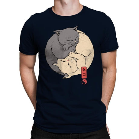 Yin Yang Cats - Mens Premium T-Shirts RIPT Apparel Small / Midnight Navy