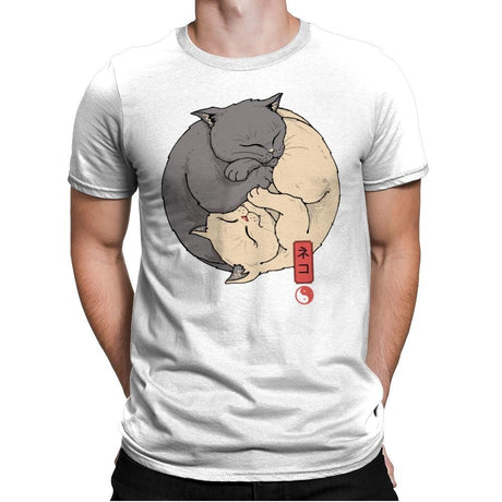 Yin Yang Cats - Mens Premium T-Shirts RIPT Apparel Small / White