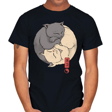 Yin Yang Cats - Mens T-Shirts RIPT Apparel Small / Black