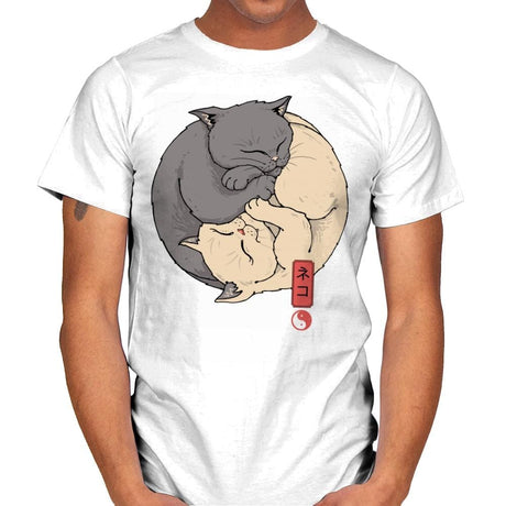 Yin Yang Cats - Mens T-Shirts RIPT Apparel Small / White