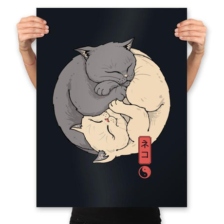 Yin Yang Cats - Prints Posters RIPT Apparel 18x24 / Black