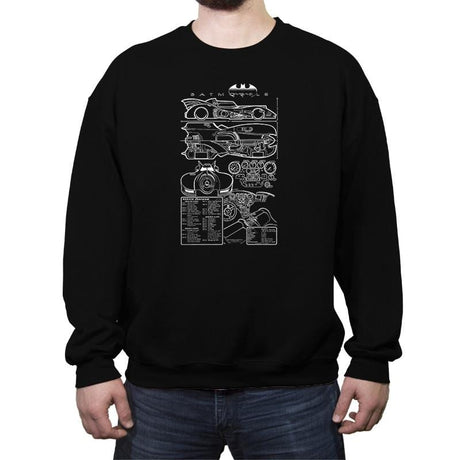1980s Mobile Technical Blueprint - Crew Neck Sweatshirt Crew Neck Sweatshirt RIPT Apparel Small / Black