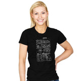 1980s Mobile Technical Blueprint - Womens T-Shirts RIPT Apparel Small / Black