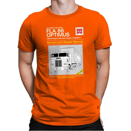 1984 Cab Repair Manual Exclusive - Shirtformers - Mens Premium T-Shirts RIPT Apparel Small / Classic Orange