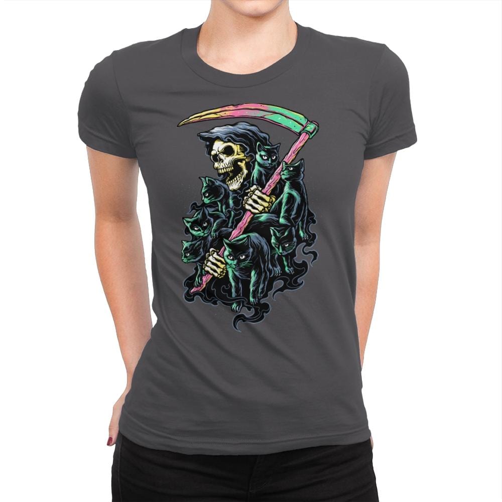 7 Deathly Cats - Womens Premium T-Shirts RIPT Apparel Small / Heavy Metal