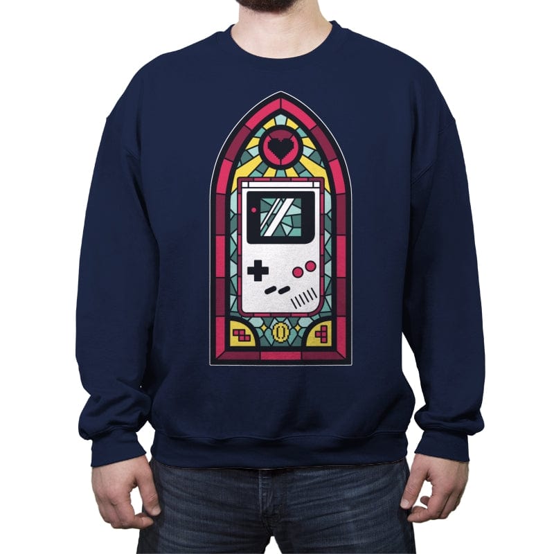 8bits Stained Glass - Crew Neck Sweatshirt Crew Neck Sweatshirt RIPT Apparel Small / Navy