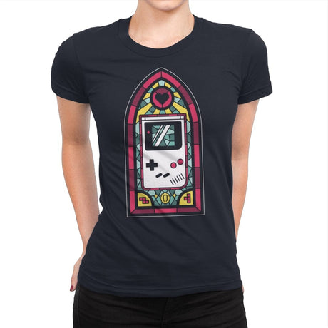 8bits Stained Glass - Womens Premium T-Shirts RIPT Apparel Small / Midnight Navy