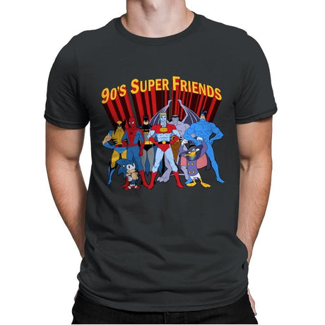 90's Super Friends - Anytime - Mens Premium T-Shirts RIPT Apparel Small / Charcoal