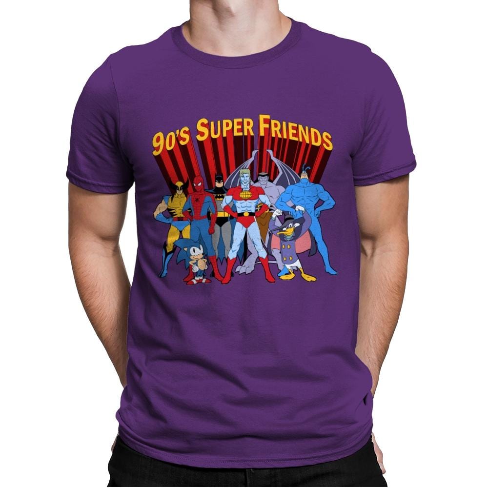 90's Super Friends - Anytime - Mens Premium T-Shirts RIPT Apparel Small / Purple Rush