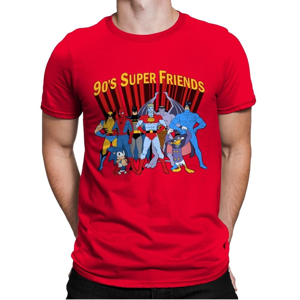 90's Super Friends - Anytime - Mens Premium T-Shirts RIPT Apparel Small / Red