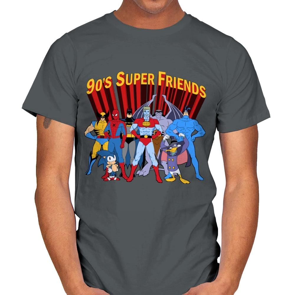90's Super Friends - Anytime - Mens T-Shirts RIPT Apparel Small / Charcoal