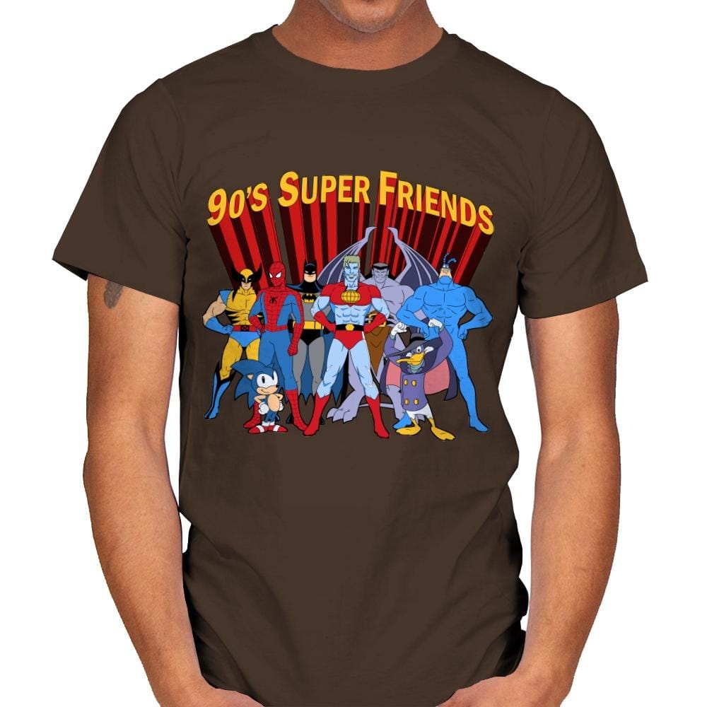 90's Super Friends - Anytime - Mens T-Shirts RIPT Apparel Small / Dark Chocolate