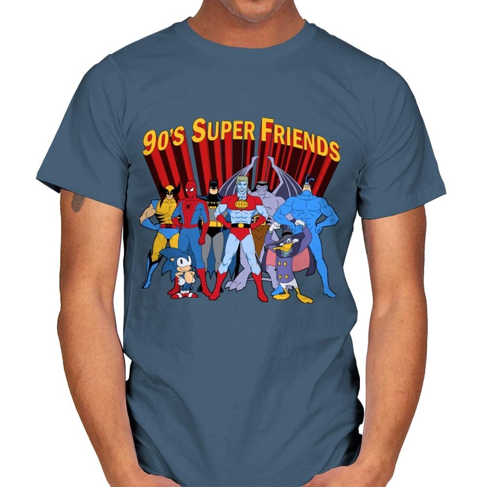 90's Super Friends - Anytime - Mens T-Shirts RIPT Apparel Small / Indigo Blue