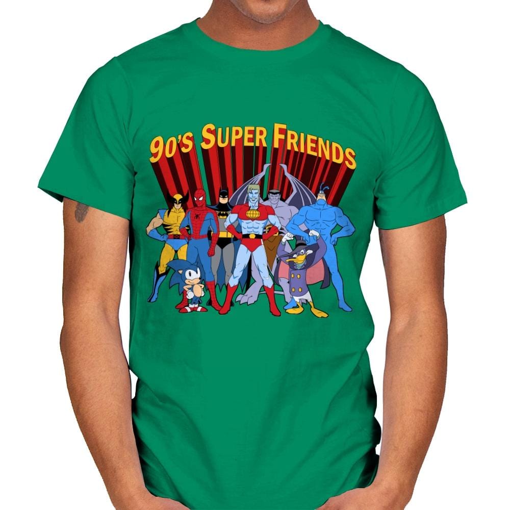 90's Super Friends - Anytime - Mens T-Shirts RIPT Apparel Small / Kelly Green