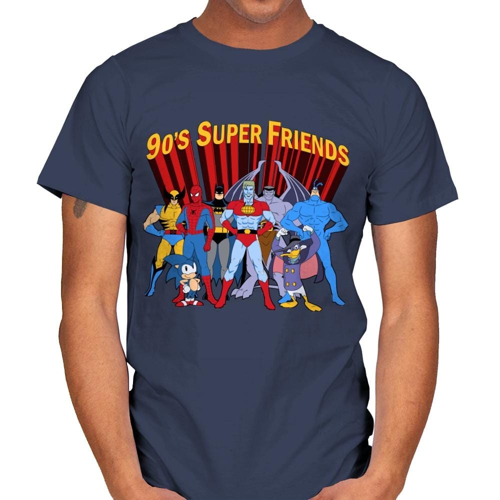 90's Super Friends - Anytime - Mens T-Shirts RIPT Apparel Small / Navy