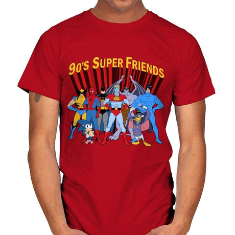 90's Super Friends - Anytime - Mens T-Shirts RIPT Apparel Small / Red