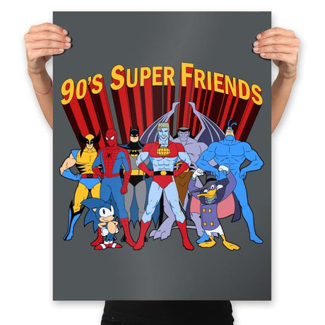 90's Super Friends - Anytime - Prints Posters RIPT Apparel 18x24 / Charcoal