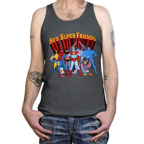 90's Super Friends - Anytime - Tanktop Tanktop RIPT Apparel X-Small / Charcoal