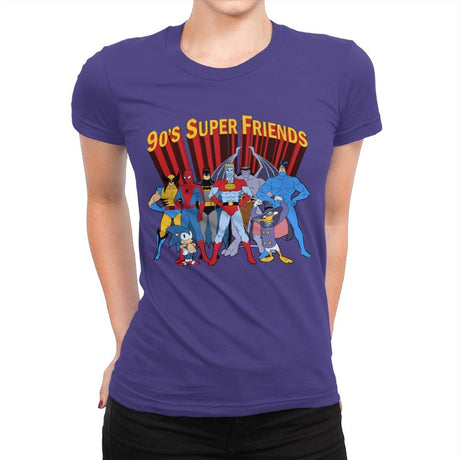 90's Super Friends - Anytime - Womens Premium T-Shirts RIPT Apparel Small / Purple Rush