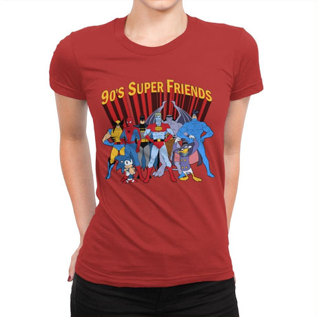 90's Super Friends - Anytime - Womens Premium T-Shirts RIPT Apparel Small / Red
