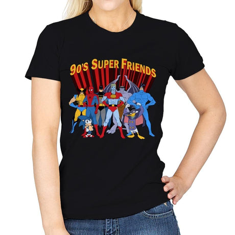 90's Super Friends - Anytime - Womens T-Shirts RIPT Apparel Small / Black