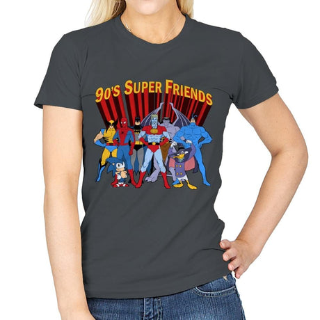 90's Super Friends - Anytime - Womens T-Shirts RIPT Apparel Small / Charcoal