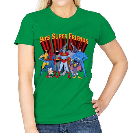 90's Super Friends - Anytime - Womens T-Shirts RIPT Apparel Small / Irish Green
