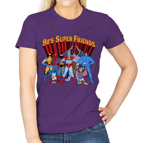 90's Super Friends - Anytime - Womens T-Shirts RIPT Apparel Small / Purple